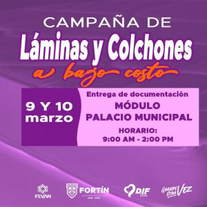 Inicia DIF Fortín 2da. Campaña de apoyo de “Colchones y Láminas a bajo costo”.