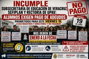 INCUMPLE SUBSECRETARÍA DE EDUCACIÓN DE VERACRUZ, SEFIPLAN Y RECTORÍA DE UPAV