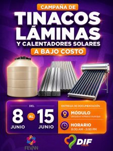 Inicia DIF Fortín 3ra. Campaña de apoyo de “Láminas, Tinacos y Calentadores Solares a bajo costo”.