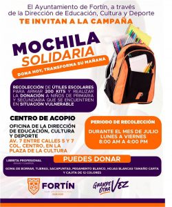 Impulsan campaña “Mochila Solidaria” en apoyo a estudiantes