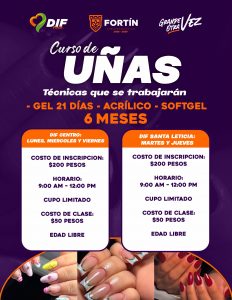 DIF FORTÍN INVITA A INSCRIBIRSE A CURSO DE UÑAS