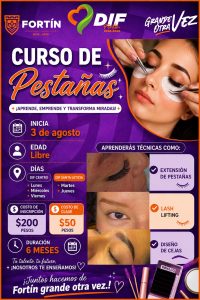 INVITA DIF FORTÍN A INSCRIBIRSE AL CURSO DE PESTAÑAS