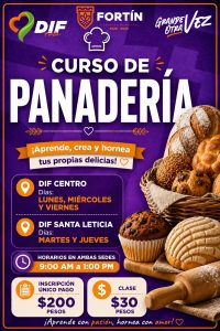 Promueve DIF Fortín Curso de Panadería. Inicia en Agosto